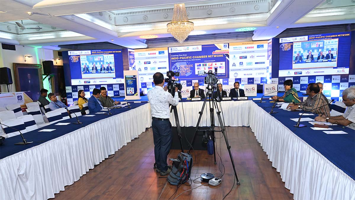 Press meet for the presentation of the Common Charter on Day 1 of Indo-Pacific Economic Conclave, 28th September 2023.