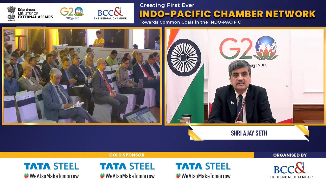 Shri Ajay Seth during his virtual special address on India leads towards 3rdlargest economy”on Day 2 of the Indo-Pacific Economic Conclave