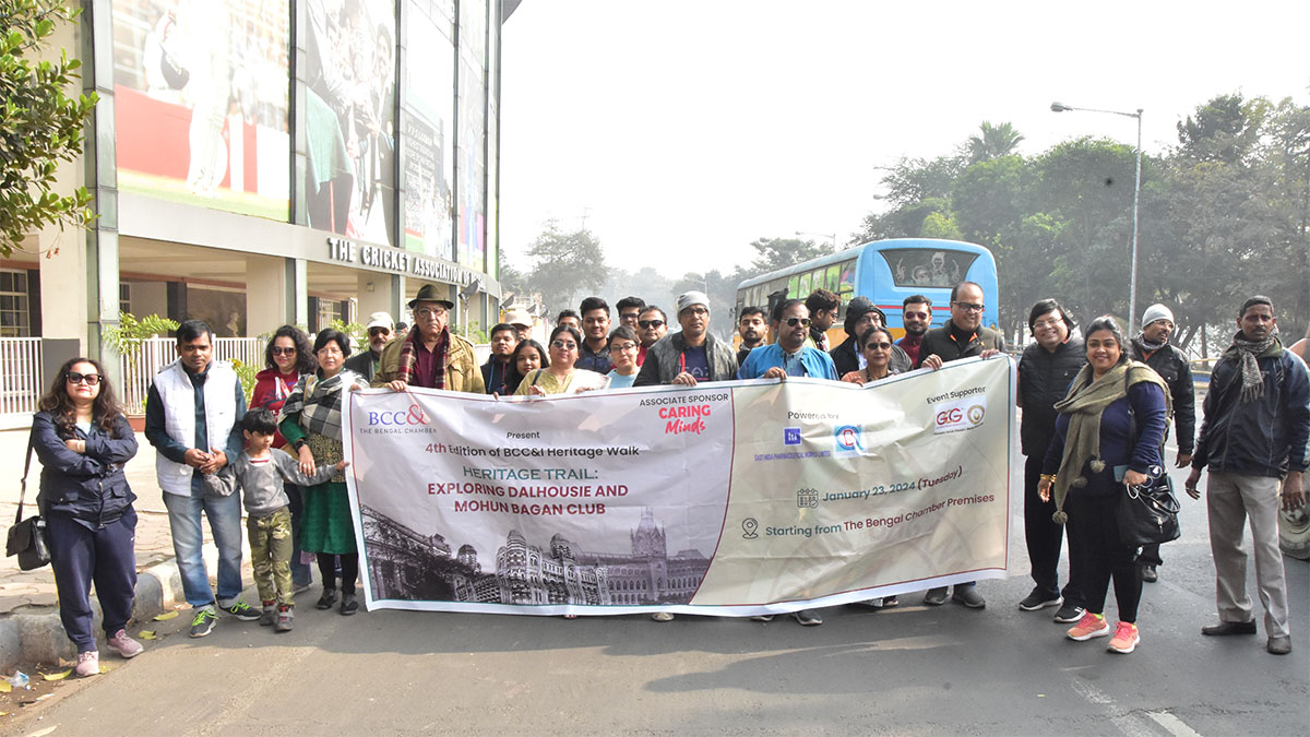 All the participants visiting the Eden Gardens during the 4th edition of BCC&I Heritage Walk titled Heritage Trail: Exploring Dalhousie and Mohun Bagan Club