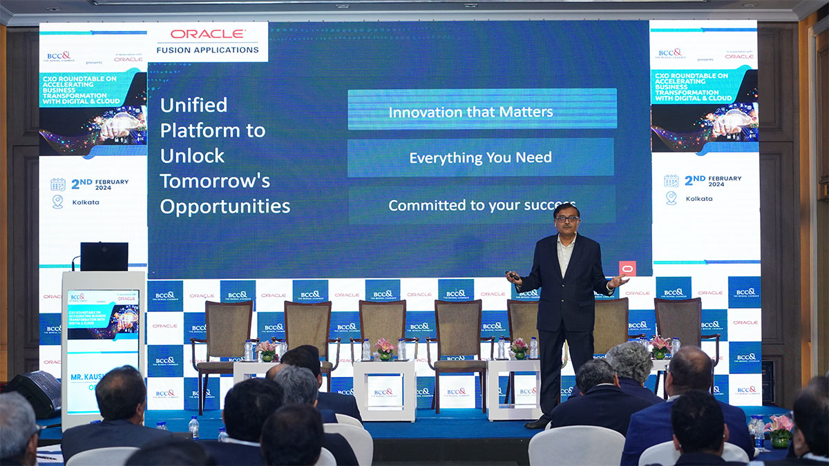 Mr. Kaushik Mitra, Senior Director, SaaS Applications - East and South, Oracle delivering the formal Opening Remarks on –“Enterprise Transformation through Innovations in Cloud”.