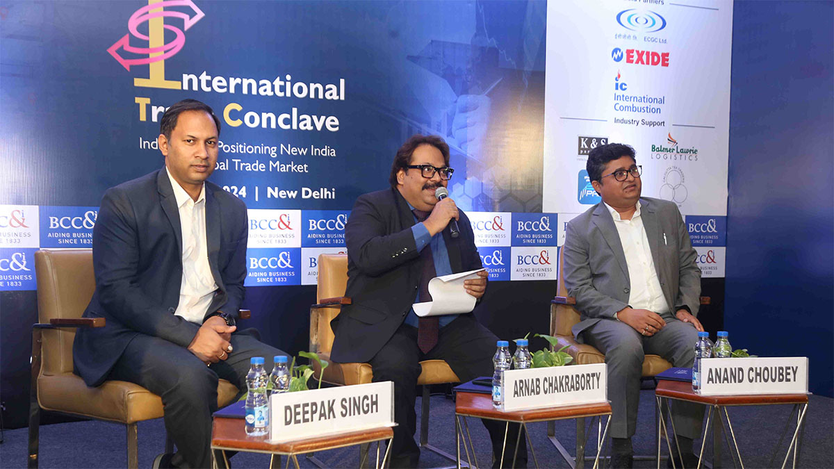 Experts’ Roundtable on “Impact of IPR on International Trade” in progress with Mr. Anand Choubey, Partner, K&S and Mr. Deepak Singh, Team Leader- Patent Engineering, R. K. Deewan & Co. moderated by Mr. Arnab Chakraborty, Director, BCC&I