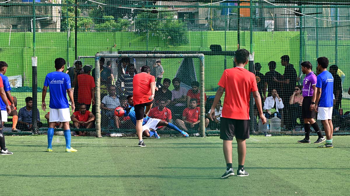 A goal being scored on a penalty