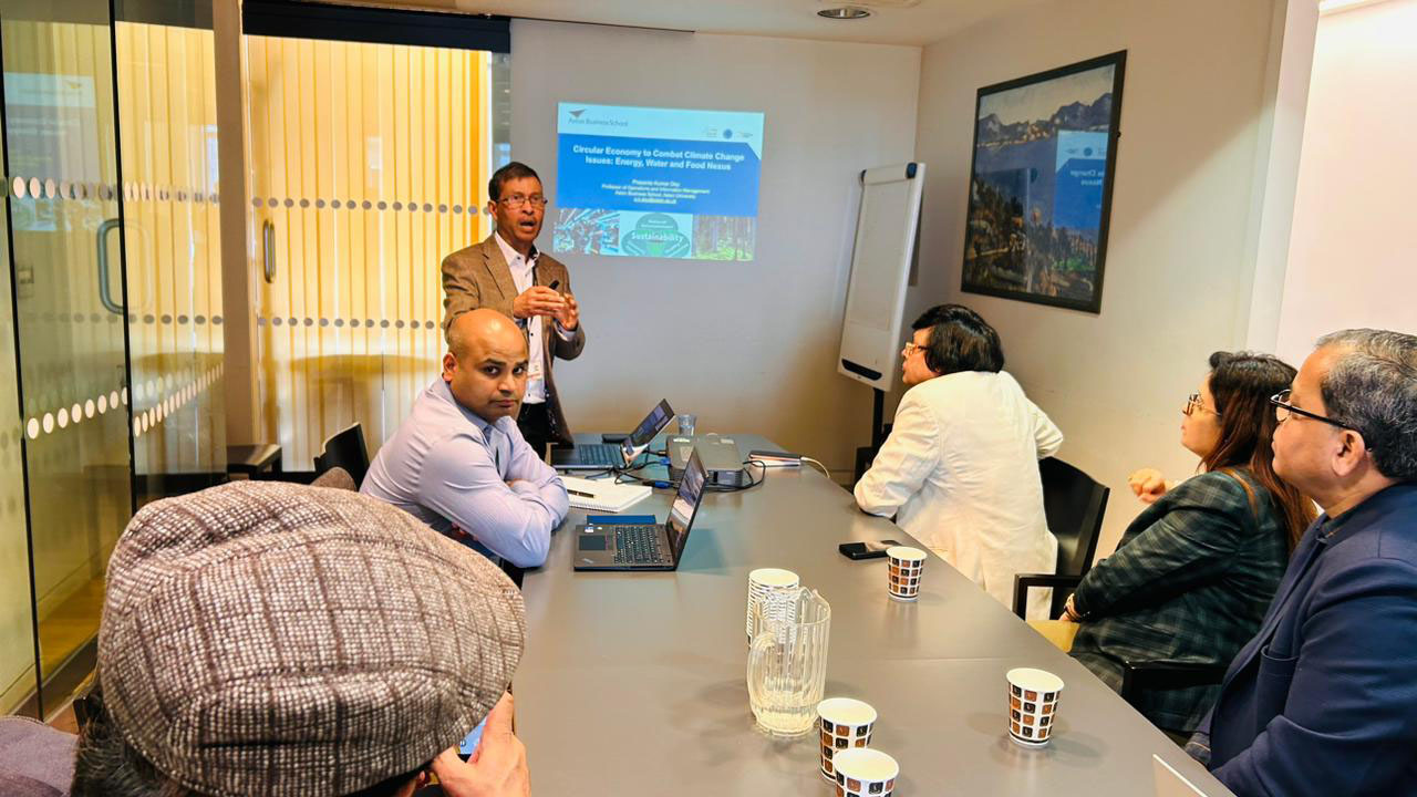 Interaction of the Members of Delegation with Dr. Prasanta Dey, Professor, Aston University, Professor Pawan Budhwar, Associate Deputy Vice Chancellor International, Aston University, Birmingham, UK & Dr. Krishna Chaitanya Balthu, Lecturer, Aston Business School