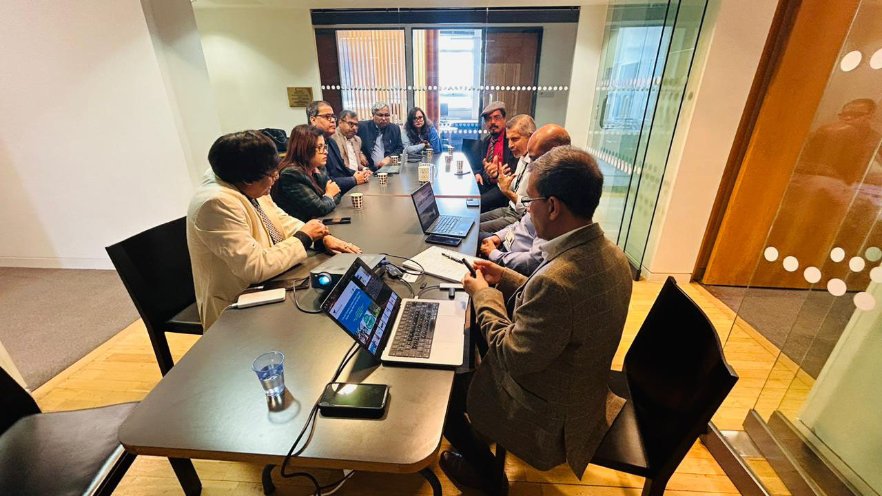 Interaction of the Members of Delegation with Dr. Prasanta Dey, Professor, Aston University, Professor Pawan Budhwar, Associate Deputy Vice Chancellor International, Aston University, Birmingham, UK & Dr. Krishna Chaitanya Balthu, Lecturer, Aston Business School